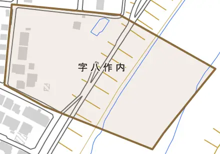 八作内とその周辺の地図。町の範囲を重ねている