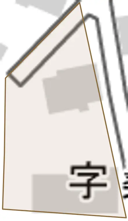 桑野北町とその周辺の地図。町の範囲を重ねている