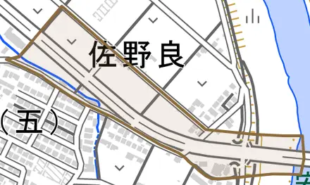 下舘野とその周辺の地図。町の範囲を重ねている