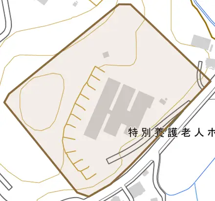 大字熊耳とその周辺の地図。町の範囲を重ねている