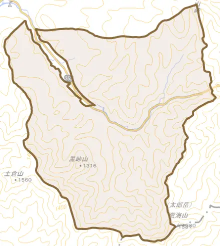 番屋とその周辺の地図。町の範囲を重ねている