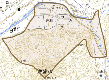 井桁とその周辺の地図。町の範囲を重ねている
