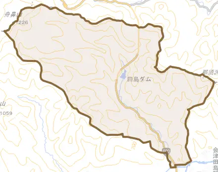 高野とその周辺の地図。町の範囲を重ねている