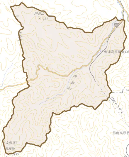 滝原とその周辺の地図。町の範囲を重ねている