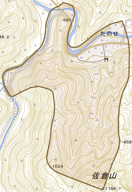 たのせとその周辺の地図。町の範囲を重ねている