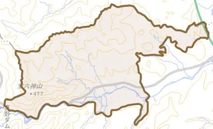 鹿島区上栃窪とその周辺の地図。町の範囲を重ねている