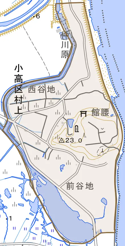 小高区村上とその周辺の地図。町の範囲を重ねている