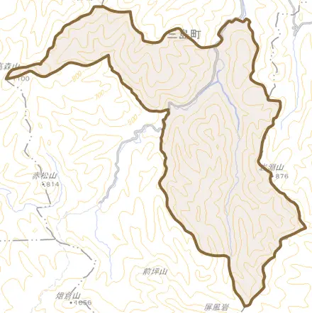 大字浅岐とその周辺の地図。町の範囲を重ねている