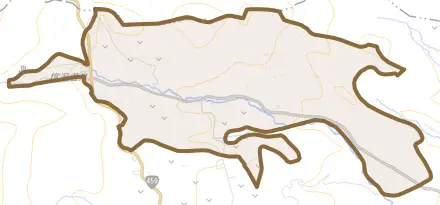 木ノ根坂とその周辺の地図。町の範囲を重ねている