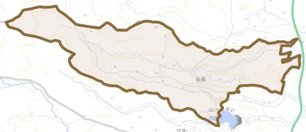 渋川とその周辺の地図。町の範囲を重ねている