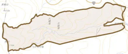 塩沢とその周辺の地図。町の範囲を重ねている
