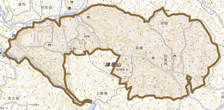 菅田とその周辺の地図。町の範囲を重ねている