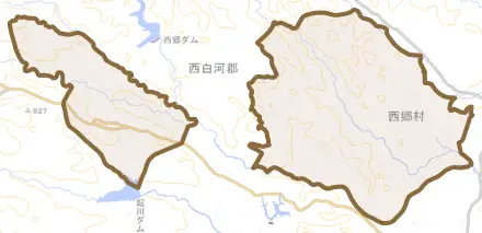 大字鶴生とその周辺の地図。町の範囲を重ねている