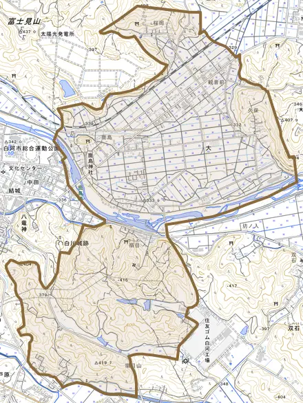 新大久保とその周辺の地図。町の範囲を重ねている