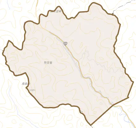 勢至堂とその周辺の地図。町の範囲を重ねている