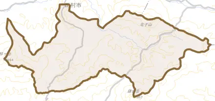 船引町中山とその周辺の地図。町の範囲を重ねている