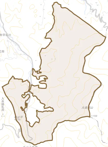 常葉町堀田とその周辺の地図。町の範囲を重ねている