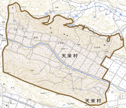 大字白子とその周辺の地図。町の範囲を重ねている