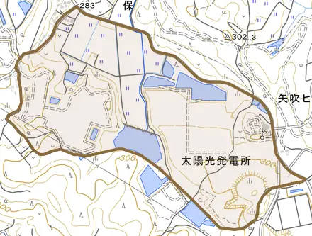 上の前とその周辺の地図。町の範囲を重ねている