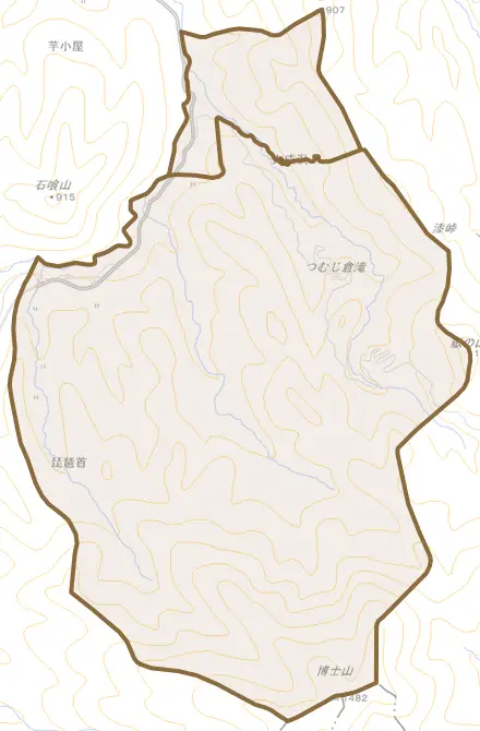 大字大成沢とその周辺の地図。町の範囲を重ねている