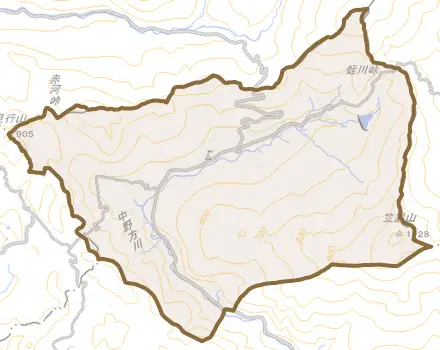 中野方町とその周辺の地図。町の範囲を重ねている