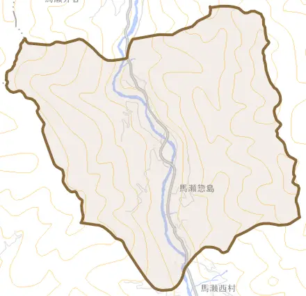 馬瀬惣島とその周辺の地図。町の範囲を重ねている