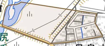 旦島西町とその周辺の地図。町の範囲を重ねている