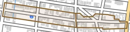 花ノ木町とその周辺の地図。町の範囲を重ねている