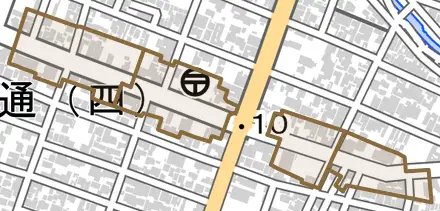 加納上本町とその周辺の地図。町の範囲を重ねている