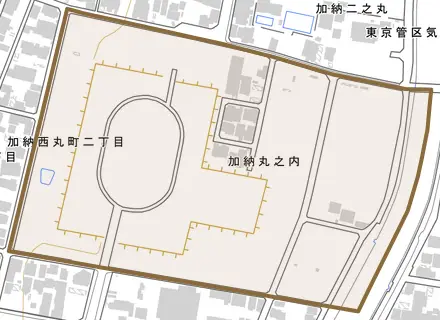 加納丸之内とその周辺の地図。町の範囲を重ねている