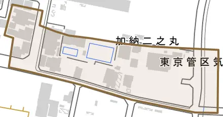 加納二之丸とその周辺の地図。町の範囲を重ねている