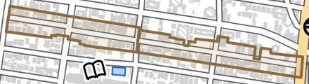 金華町とその周辺の地図。町の範囲を重ねている