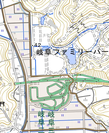 北野北とその周辺の地図。町の範囲を重ねている