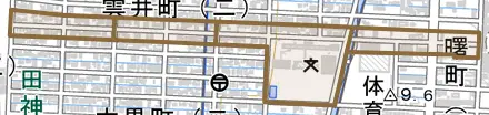九重町とその周辺の地図。町の範囲を重ねている