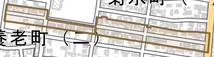 松風町とその周辺の地図。町の範囲を重ねている