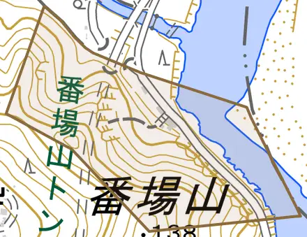 溝口とその周辺の地図。町の範囲を重ねている
