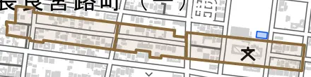 長良福江町とその周辺の地図。町の範囲を重ねている