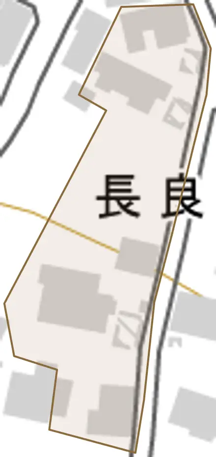 長良一楽とその周辺の地図。町の範囲を重ねている