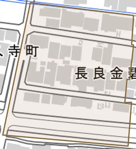 長良金碧町とその周辺の地図。町の範囲を重ねている