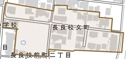 長良校文町とその周辺の地図。町の範囲を重ねている
