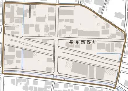 長良西野前とその周辺の地図。町の範囲を重ねている