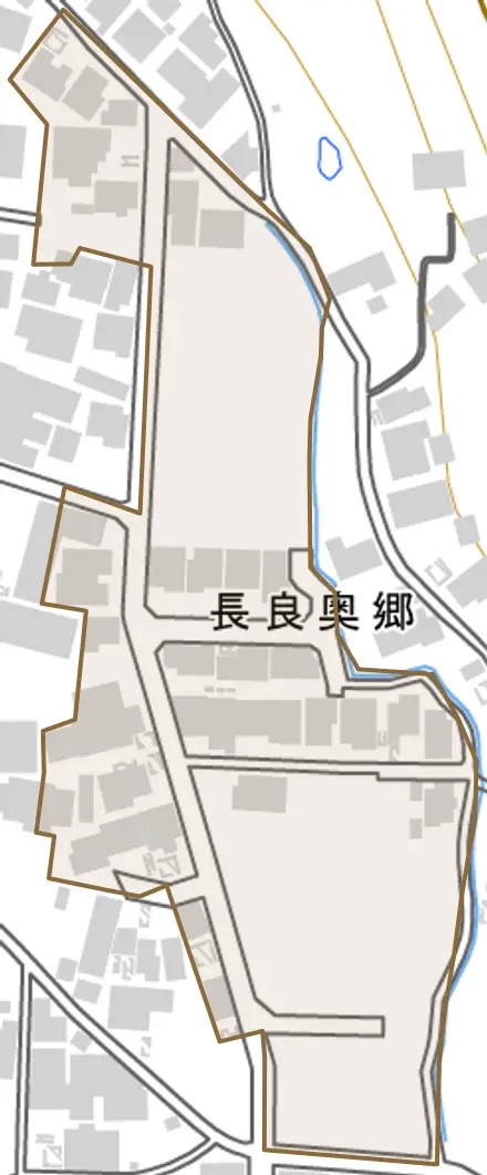 長良奥郷とその周辺の地図。町の範囲を重ねている