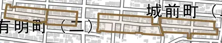 長良桜井町とその周辺の地図。町の範囲を重ねている