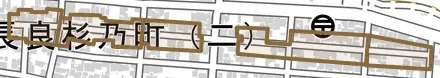長良杉乃町とその周辺の地図。町の範囲を重ねている
