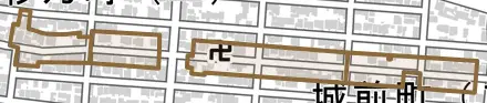 長良東郷町とその周辺の地図。町の範囲を重ねている