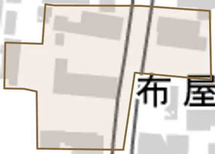 布屋町とその周辺の地図。町の範囲を重ねている