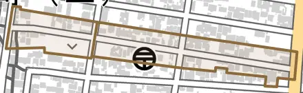 織田町とその周辺の地図。町の範囲を重ねている