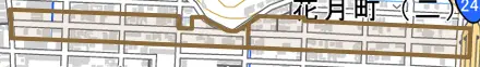 塩町とその周辺の地図。町の範囲を重ねている
