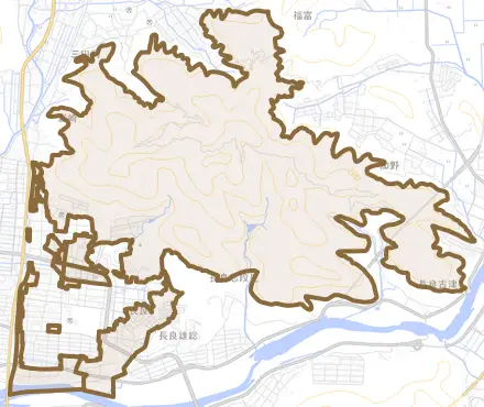 長良とその周辺の地図。町の範囲を重ねている