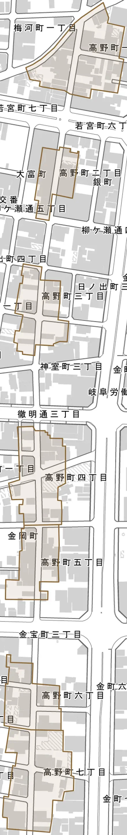 高野町とその周辺の地図。町の範囲を重ねている